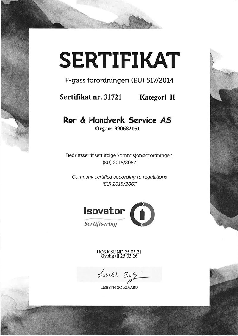 Sertifikat for F-gass forordningen